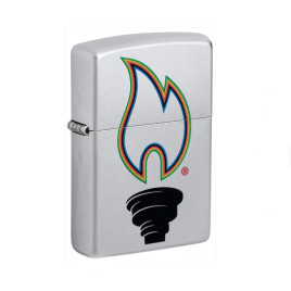 Zippo szálcsiszolt króm benzines öngyújtó – „Victory Torch” többszínű láng mintával