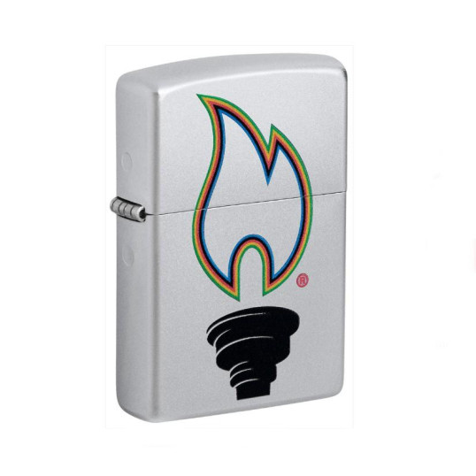 Zippo szálcsiszolt króm benzines öngyújtó – „Victory Torch” többszínű láng mintával