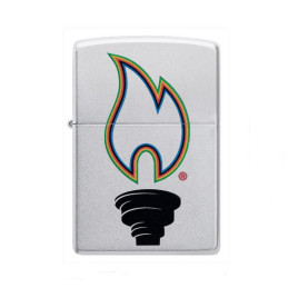 Zippo szálcsiszolt króm benzines öngyújtó – „Victory Torch” többszínű láng mintával