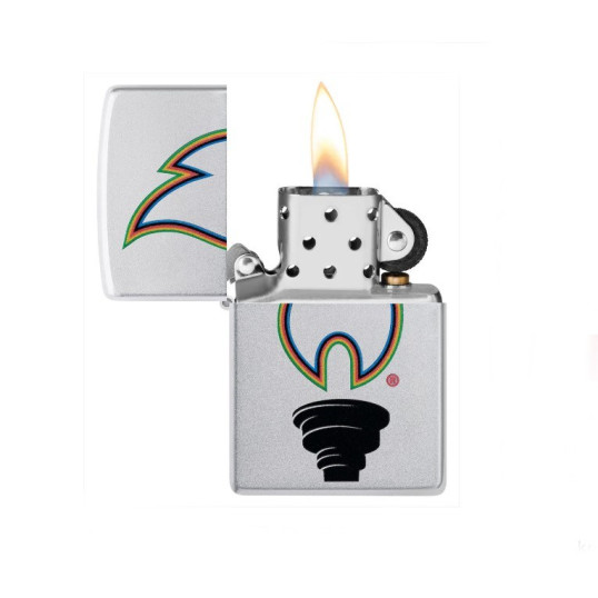 Zippo szálcsiszolt króm benzines öngyújtó – „Victory Torch” többszínű láng mintával