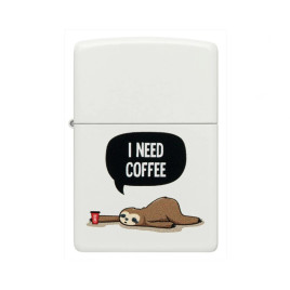 Zippo vajszínű benzines öngyújtó – “I Need Coffee” lajhár mintával