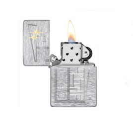 Zippo Vintage Brushed Chrome benzines öngyújtó – retro építészeti gravírozással