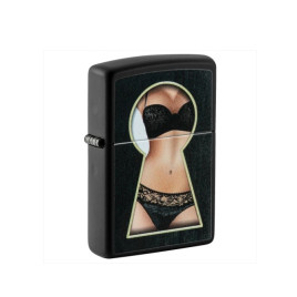 Zippo Benzines Vihargyújtó – Matt Fekete „Keyhole” Mintával
