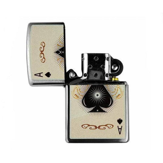 Benzines Zippo öngyújtó  -  Ace of Spades - kártya minta