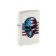 Zippo American Skull Design matt fehér benzines öngyújtó – amerikai zászlós koponya mintával
