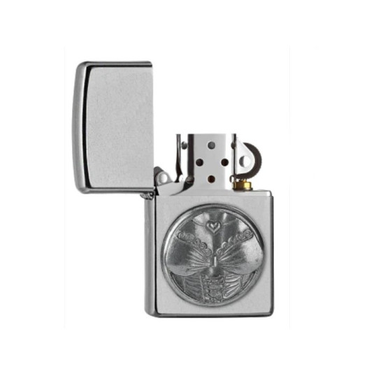 Zippo 3D Pin-Up Design króm benzines öngyújtó – dombornyomott női dekoltázs mintával