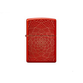 Zippo metál vörös lézergravírozott benzines öngyújtó – koncentrikus geometrikus mintával
