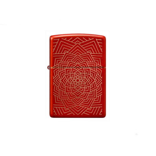 Zippo metál vörös lézergravírozott benzines öngyújtó – koncentrikus geometrikus mintával