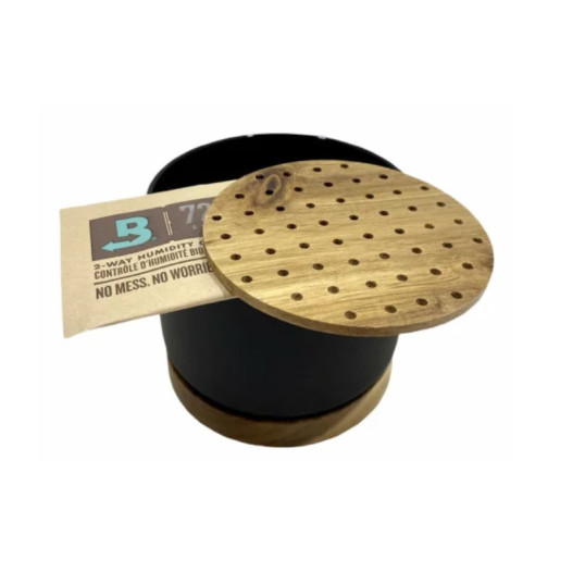 Adorini matt fekete aromazárós, pipadohány tartó hajszálhigrométerrel