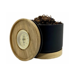 Adorini matt fekete aromazárós, pipadohány tartó hajszálhigrométerrel