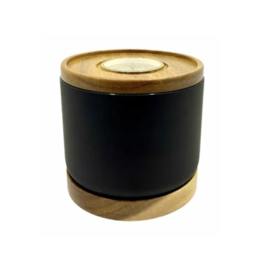 Adorini matt fekete aromazárós, pipadohány tartó hajszálhigrométerrel