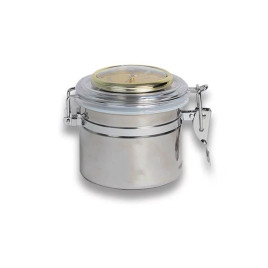 Chacom aromazárós pipadohány tartó nemesacélból, páratartalom mérővel és egy dohány nedvesítőkővel - 9,5cm