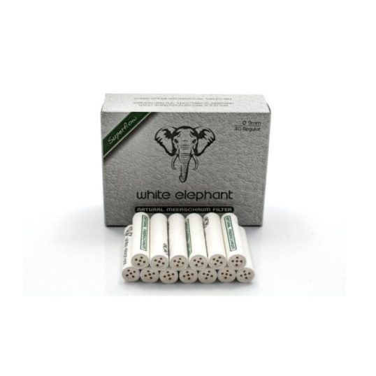 White Elephant Superflow pipafilter – tajtékkővel töltött, 9 mm, 40 db