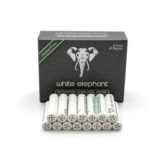 Pipafilter White Elephant Superflow aktívszén szűrő, 9mm - 40db