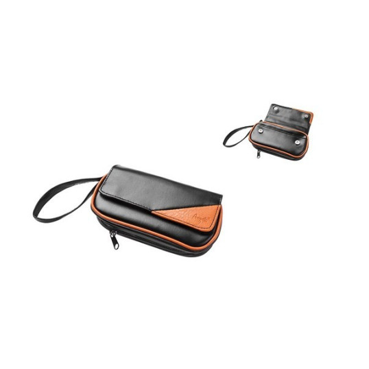 Angelo műbőr pipatáska 2 pipa részére, aromazáró dohányrekesszel – fekete-barna
