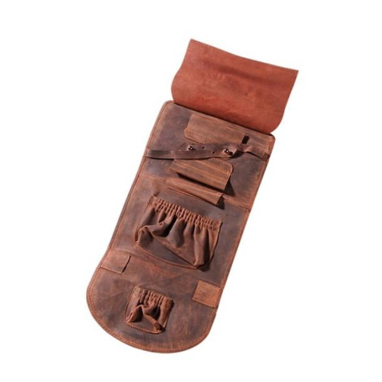 Angelo kecskebőr pipatáska, barna színű, csatos - külön dohánytartó rekesz