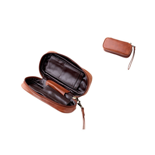 Angelo bőr pipatáska, 2 pipa részére, barna
