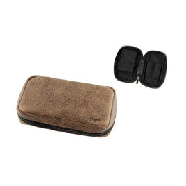 Angelo bőr pipatáska 2 pipa részére, tároló résszel, barna