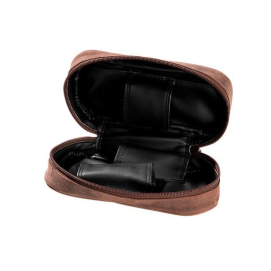 Angelo kecskebőr pipatáska 2 pipa számára, barna színű