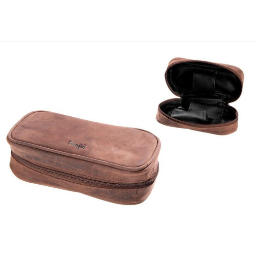 Angelo kecskebőr pipatáska 2 pipa számára, barna színű
