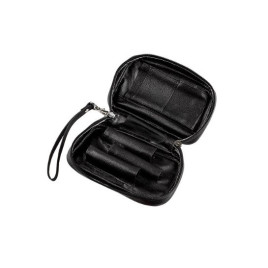 Angelo bőr pipatáska 3 pipa számára - steppelt mintájú fekete színű