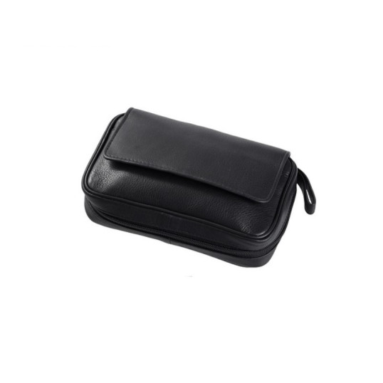 Angelo fekete bőr pipatáska 3 pipa részére – dohánytartó betéttel