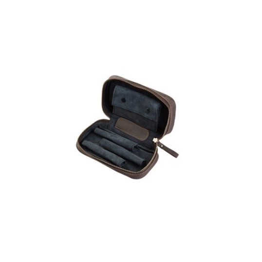 Angelo bőr pipatáska 3 pipa számára – barna színű, cipzáros kivitel