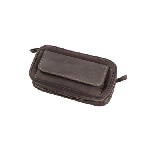 Angelo bőr pipatáska 3 pipa számára – barna színű, cipzáros kivitel