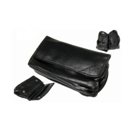 Angelo fekete műbőr pipatáska 2 pipa részére – dohánytartó rekesszel