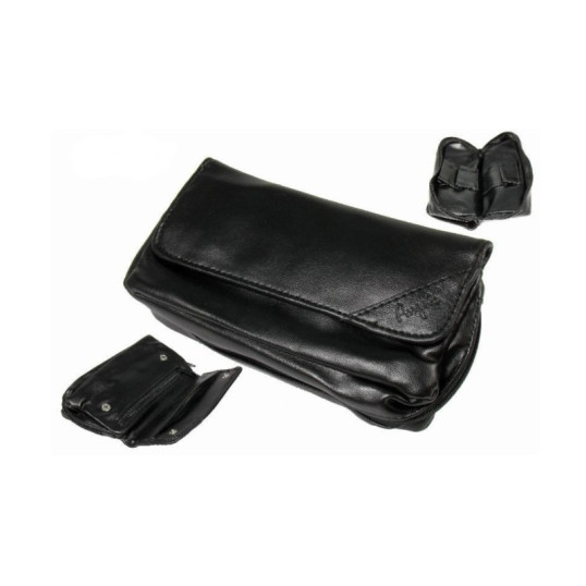 Angelo fekete műbőr pipatáska 2 pipa részére – dohánytartó rekesszel