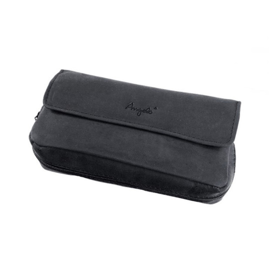 Angelo velúr kecskebőr pipatáska 2 pipa részére, aromazáró dohányrekesszel – fekete