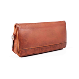 Angelo kecskebőr pipatáska 2 pipa számára – barna, külön rekesszel a pipadohány számára