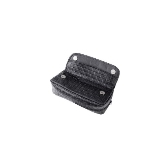 Angelo bőr pipatáska 1 pipa részére, négyzetrácsos mintázattal – fekete