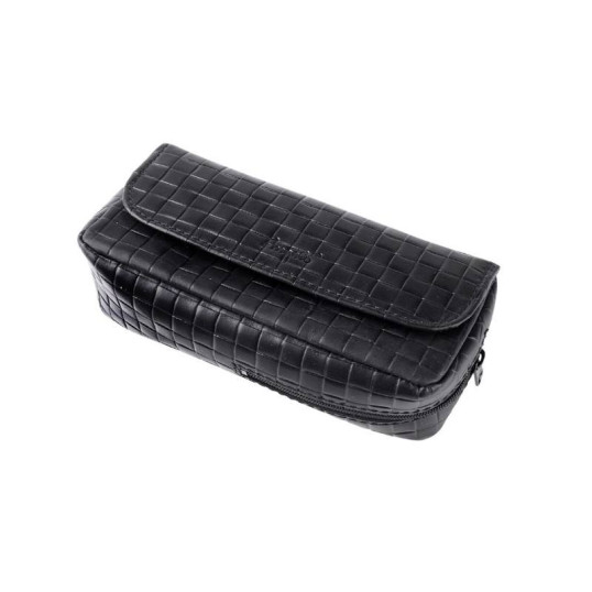 Angelo bőr pipatáska 1 pipa részére, négyzetrácsos mintázattal – fekete