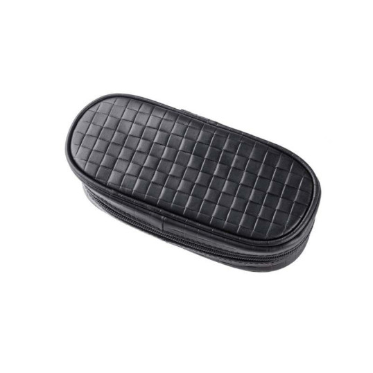 Angelo marhabőr pipatáska 2 pipa részére, szőtt hatású mintázattal – fekete