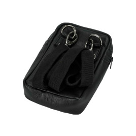 Passatore vállra akasztható bőr pipatáska 3 pipa számára - Fekete színű