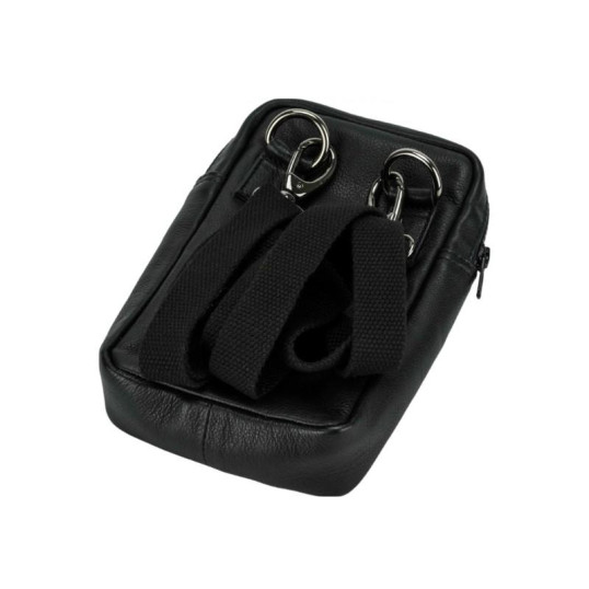 Passatore vállra akasztható bőr pipatáska 3 pipa számára - Fekete színű