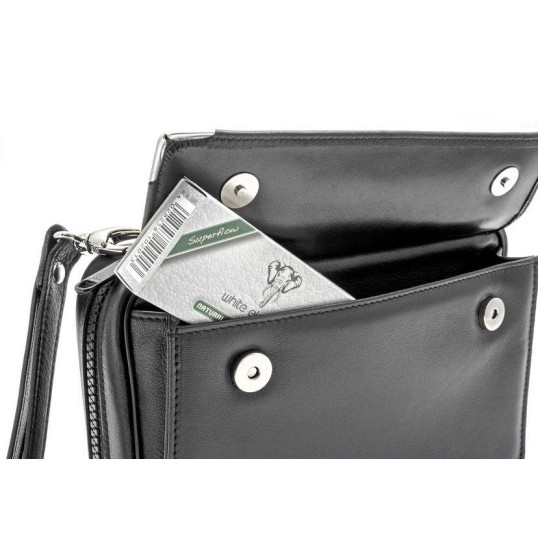 Martin Wess Silverline elegáns fekete színű bárány bőr pipatáska - 4 pipa számára