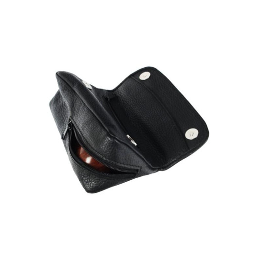 Padonio fekete színű bőrből készített bőr mintájú pipatáska - 1 pipa számára