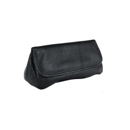 Padonio fekete színű bőrből készített bőr mintájú pipatáska - 1 pipa számára