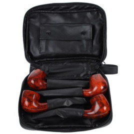 Padonio fekete színű műbőr pipatáska - 4 pipa számára