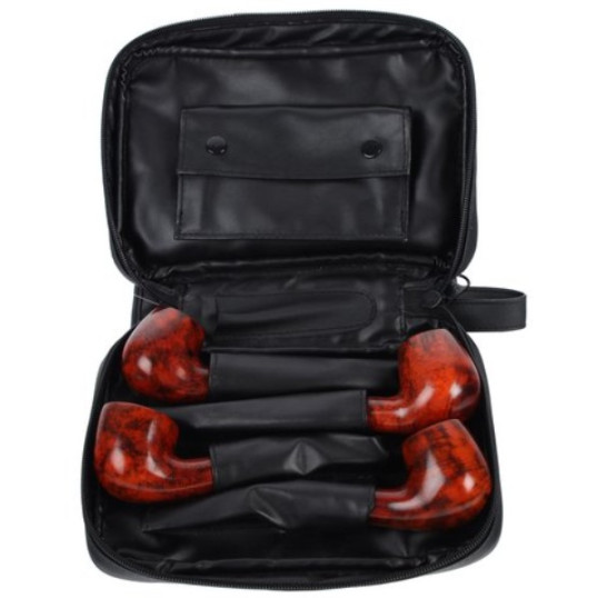 Padonio fekete színű műbőr pipatáska - 4 pipa számára