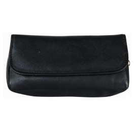 Padonio fekete színű bőrből készített szövet mintájú pipatáska - 1 pipa számára