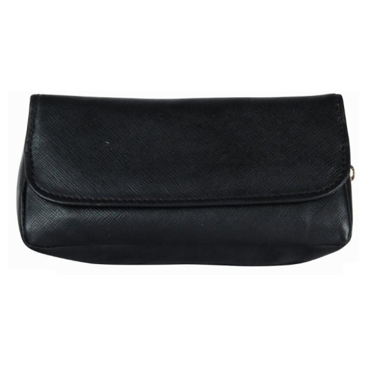 Padonio fekete színű bőrből készített szövet mintájú pipatáska - 1 pipa számára