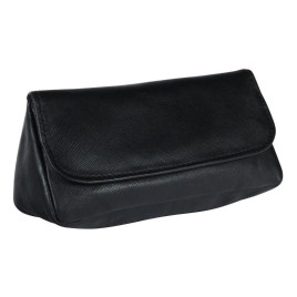 Padonio fekete színű bőrből készített szövet mintájú pipatáska - 1 pipa számára