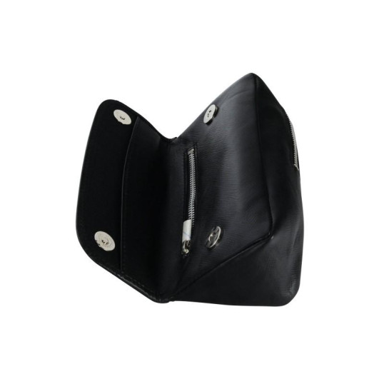 Padonio fekete színű bőrből készített szövet mintájú pipatáska - 1 pipa számára