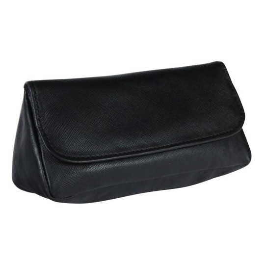 Padonio fekete színű bőrből készített szövet mintájú pipatáska - 1 pipa számára