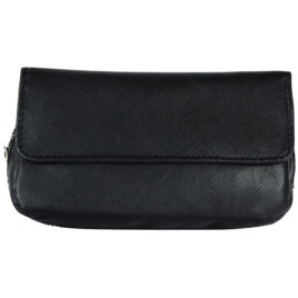 Padonio puha tapintású bőr pipatáska 2 pipa számára-fekete, külön rekesszel a pipa dohány számára