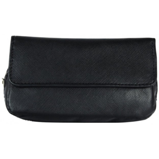 Padonio puha tapintású bőr pipatáska 2 pipa számára-fekete, külön rekesszel a pipa dohány számára