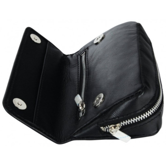 Padonio puha tapintású bőr pipatáska 2 pipa számára-fekete, külön rekesszel a pipa dohány számára